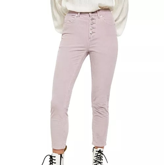 Free People Sun Chaser Corduroy Skinny Jeans Frosted Lilac‎ 27 - Picture 1 of 16